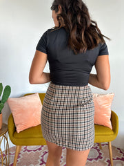 SIZE LARGE Easy Going Plaid Skirt