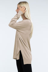 Zo Hi-Low Hem Front Seam Sweater