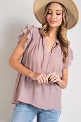 CARSON RUFFLE SHORT SLEEVE BLOUSE [ONLINE EXCLUSIVE]