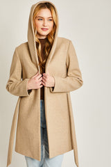 NYC Lights Belted Hoodie Coat