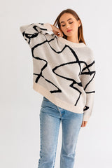 Poppy Abstract Pattern Oversized Sweater