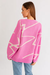 Poppy Abstract Pattern Oversized Sweater