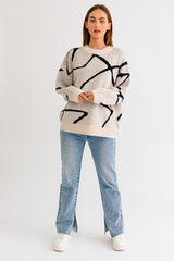 Poppy Abstract Pattern Oversized Sweater