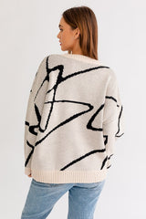 Poppy Abstract Pattern Oversized Sweater