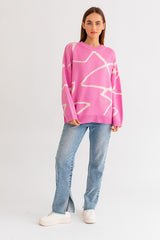 Poppy Abstract Pattern Oversized Sweater