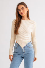 Hey Babe Asymmetrical Hem Sweater Top