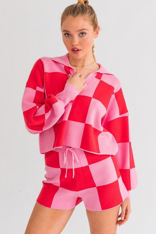 LILY CHECKERED SWEATER PULLOVER [ONLINE EXCLUSIVE]