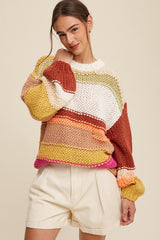 Jaelyn Knit Slouchy Hand Crochet Sweater