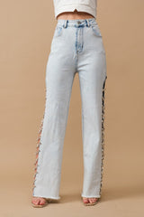 Bejeweled Trim Stretch Denim Jeans [online exclusive]