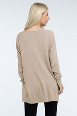 Zo Hi-Low Hem Front Seam Sweater