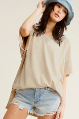 Lola Mineral Washed Oversized Short Sleeve Top