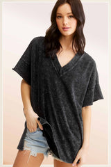 Lola Mineral Washed Oversized Short Sleeve Top