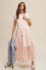 Lacey and Tiered Romantic Overall Maxi Dress