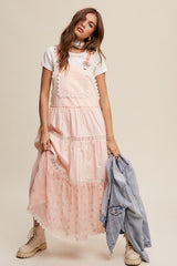 Lacey and Tiered Romantic Overall Maxi Dress