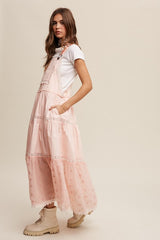 Lacey and Tiered Romantic Overall Maxi Dress