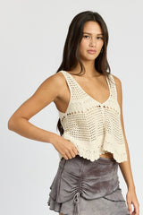 KATE LEE CROCHET SWING CROP TANK TOP