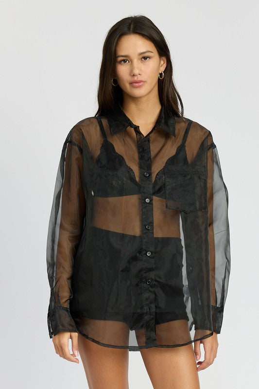 VIBE CHECK OVERSIZED ORGANZA SHIRT