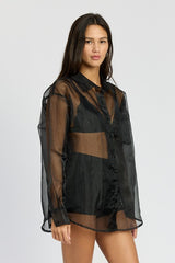 VIBE CHECK OVERSIZED ORGANZA SHIRT