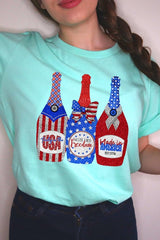 4th of July Babe Faux Glitter Champagne Graphic T-Shirt