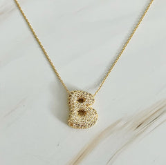 Pick Me Crystal Bubble Initial Necklace