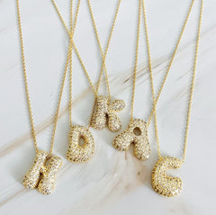 Pick Me Crystal Bubble Initial Necklace