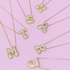 Pick Me Crystal Bubble Initial Necklace