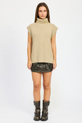 MAXWELL SPLIT BACK TURTLE NECK SWEATER TOP