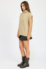 MAXWELL SPLIT BACK TURTLE NECK SWEATER TOP