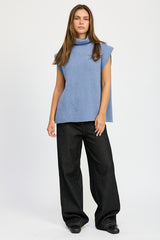 MAXWELL SPLIT BACK TURTLE NECK SWEATER TOP