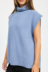 MAXWELL SPLIT BACK TURTLE NECK SWEATER TOP