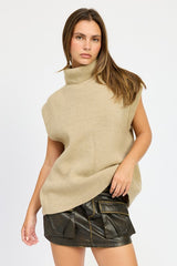 MAXWELL SPLIT BACK TURTLE NECK SWEATER TOP