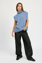 MAXWELL SPLIT BACK TURTLE NECK SWEATER TOP