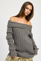 KATE ROSE OVERSIZED OFF SHOULDER SWEATER