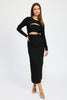 LONDON LONG SLEEVE CUTOUT MIDI DRESS