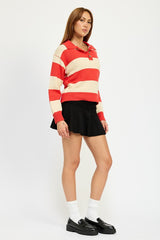 MAIN STREET STRIPED COLLARED SWEATER