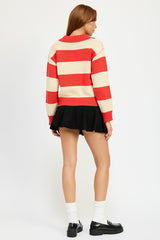 MAIN STREET STRIPED COLLARED SWEATER