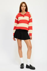 MAIN STREET STRIPED COLLARED SWEATER