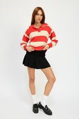 MAIN STREET STRIPED COLLARED SWEATER