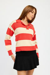 MAIN STREET STRIPED COLLARED SWEATER