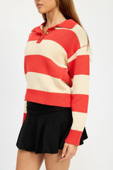 MAIN STREET STRIPED COLLARED SWEATER