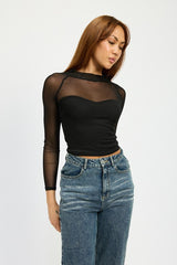 COURT SHEER RUCHED TOP