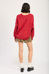 KEELY OVERSIZED V NECK SWEATER