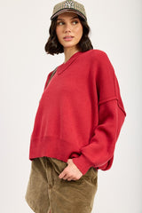 KEELY OVERSIZED V NECK SWEATER