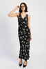 MISS PRIM FLORAL V NECK MAXI DRESS