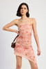 KATIE JO FLORAL ASYMMETRICAL STRAPLESS DRESS