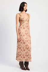 LONI LACE CONTRAST MAXI DRESS