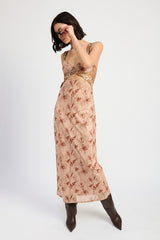 LONI LACE CONTRAST MAXI DRESS