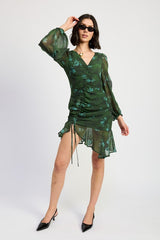 KIKI ASYMMETRICAL RUCHED MINI DRESS