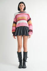 MAKI MOCK NECK STRIPED SWEATER