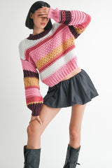 MAKI MOCK NECK STRIPED SWEATER